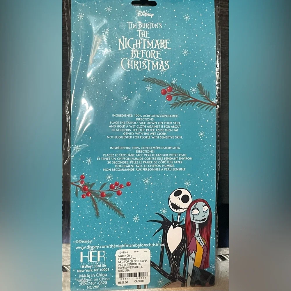 🔴3/$12 Disney’s The‎ Nightmare Before Christmas Earring Sticker & Tattoo Set!